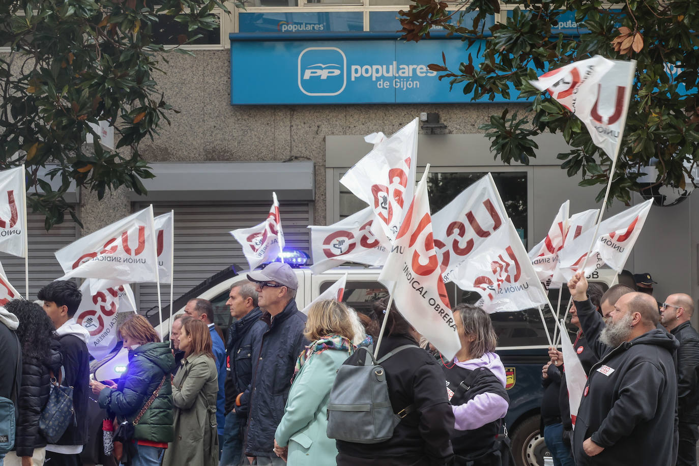 Así fueron las manifestaciones en Gijón de USO y los sindicatos minoritarios