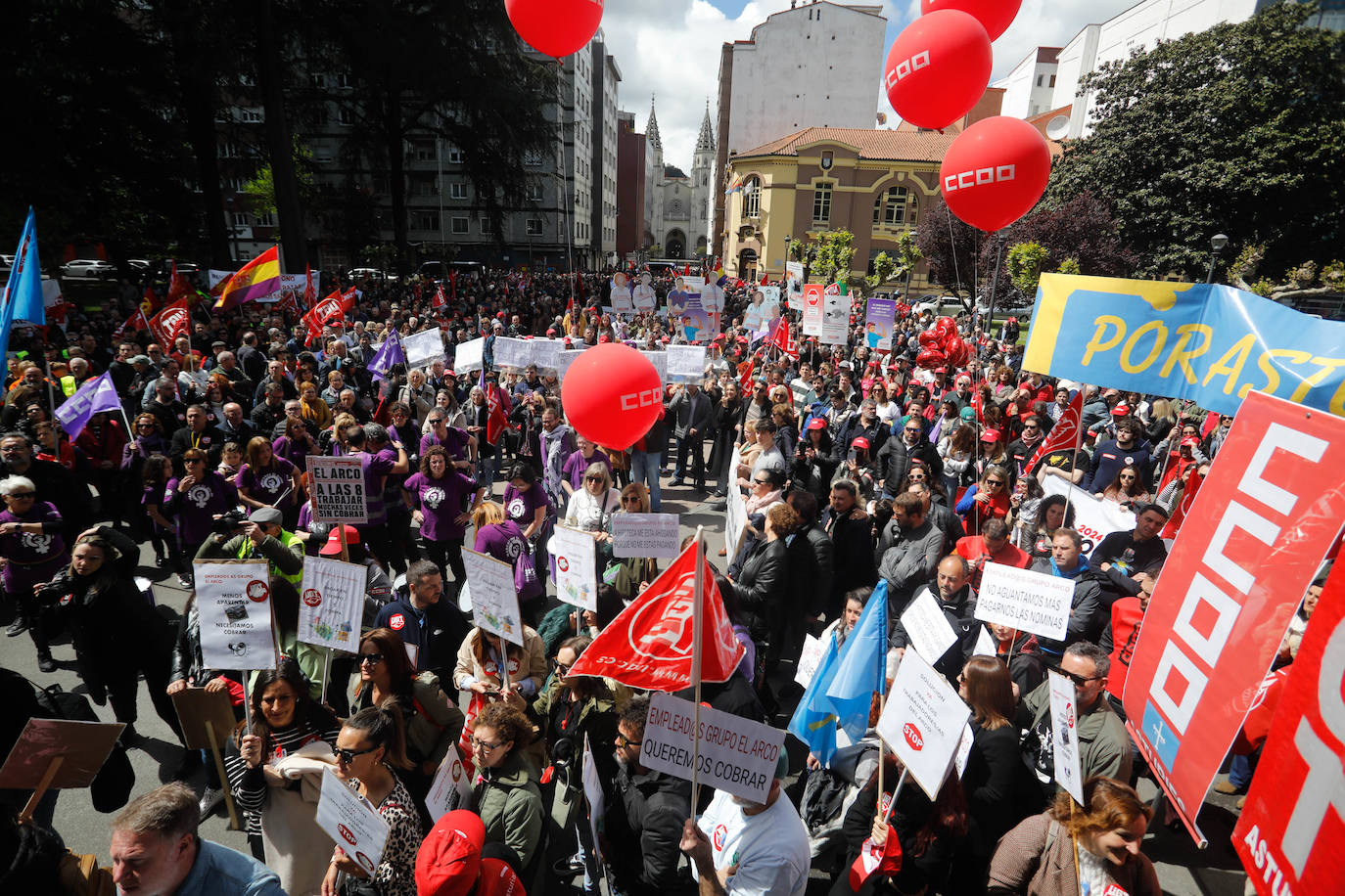 Los sindicatos asturianos, a la calle en Langreo para «reivindicar lo que es justo»