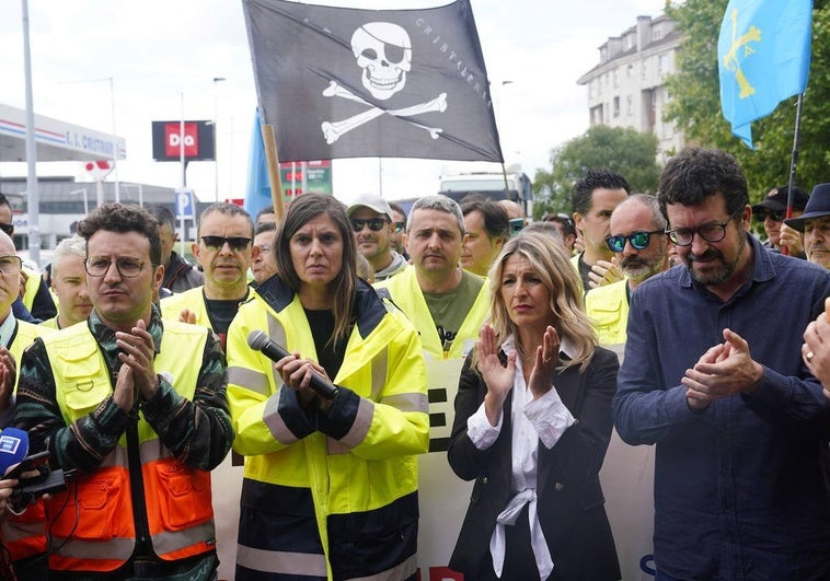 Yolanda Díaz se ha reunido este miércoles con el comité de empresa de Saint-Gobain.