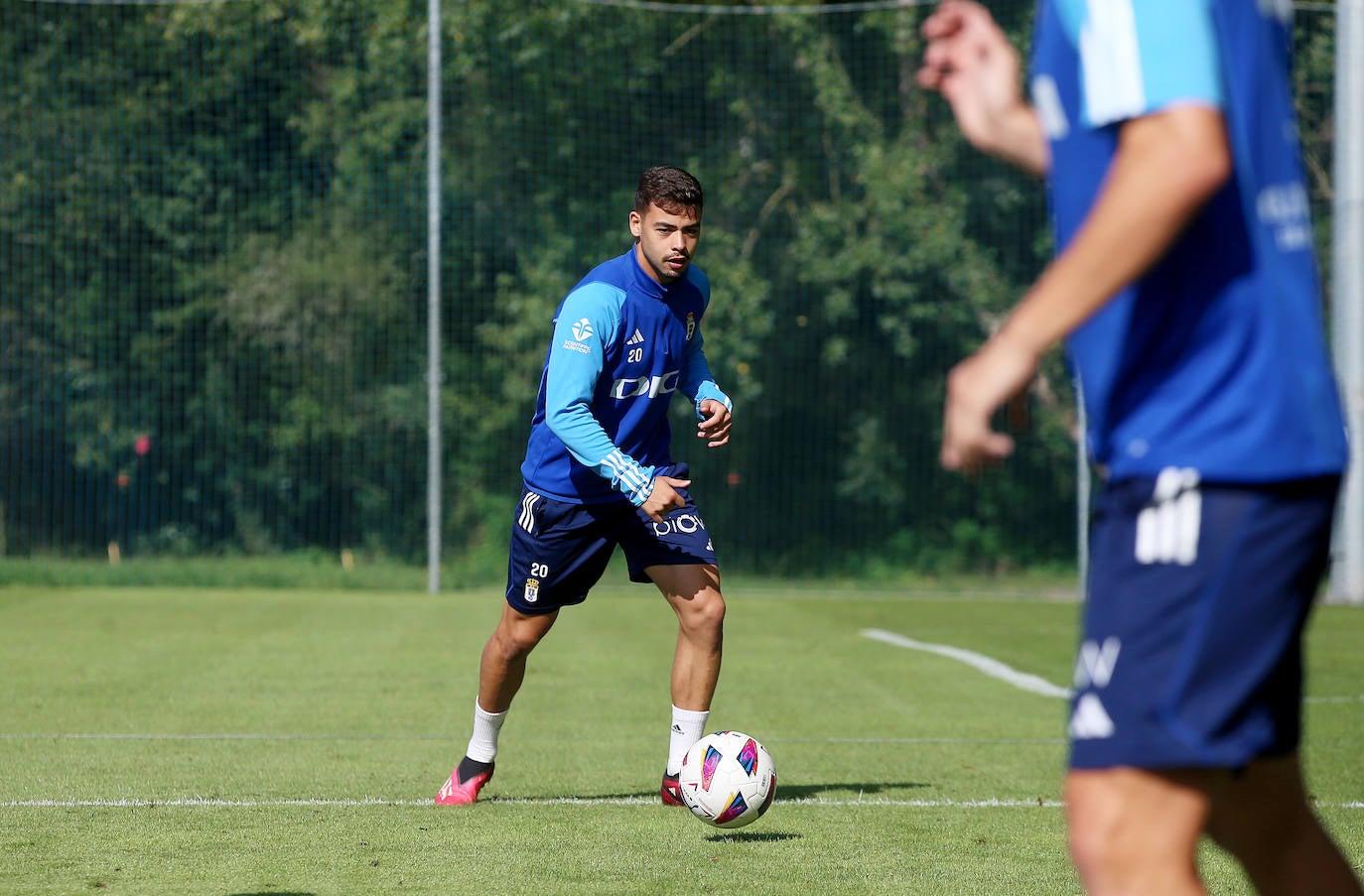 Masca, en un entrenamiento del Oviedo.