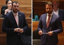 El presidente del Principado, Adrián Barbón, y el líder de los populares, Álvaro Queipo.