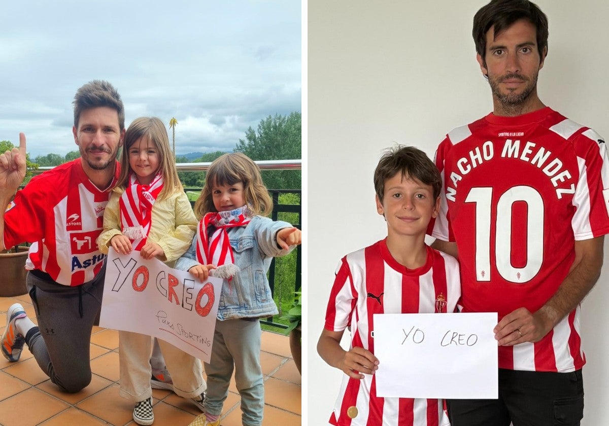 Pedro Santa Ceciclia con sus sobrinas. Marc Valiente con su hijo Martí.