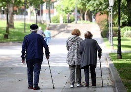 Personas mayores pasean por el parque de San Francisco, en Oviedo. El INE prevé que el 35,6% de la población asturiana sea mayor de 65 años en 2039.