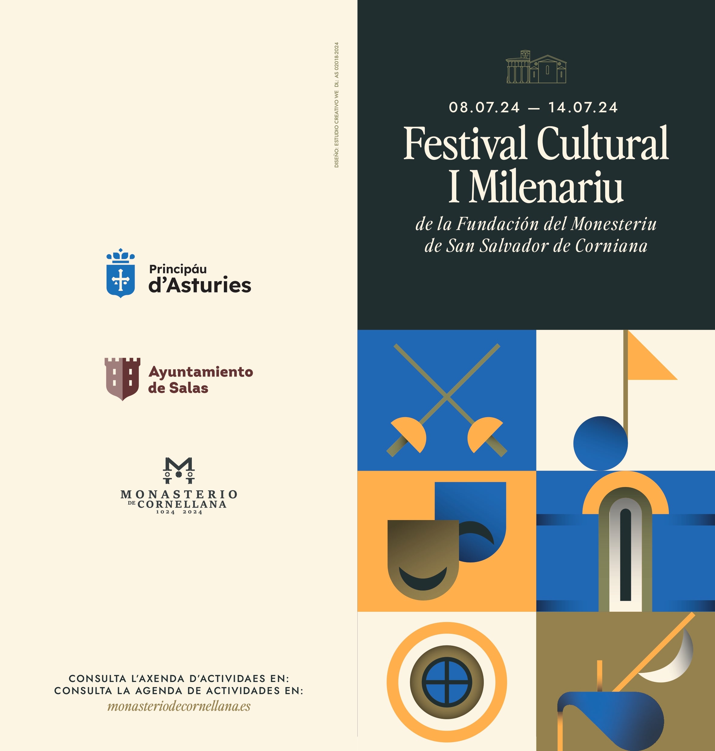 Cartel del Festival Cultural I Milenario de la Fundación del Monasterio de San Salvador de Cornellana.