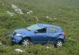 El Dacia Sandero todavía está en el lateral de la carretera.