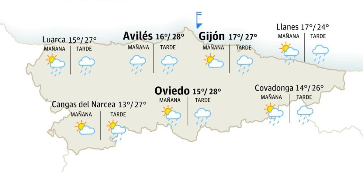 Mapa del tiempo para este sábado, 20 de julio en Asturias.