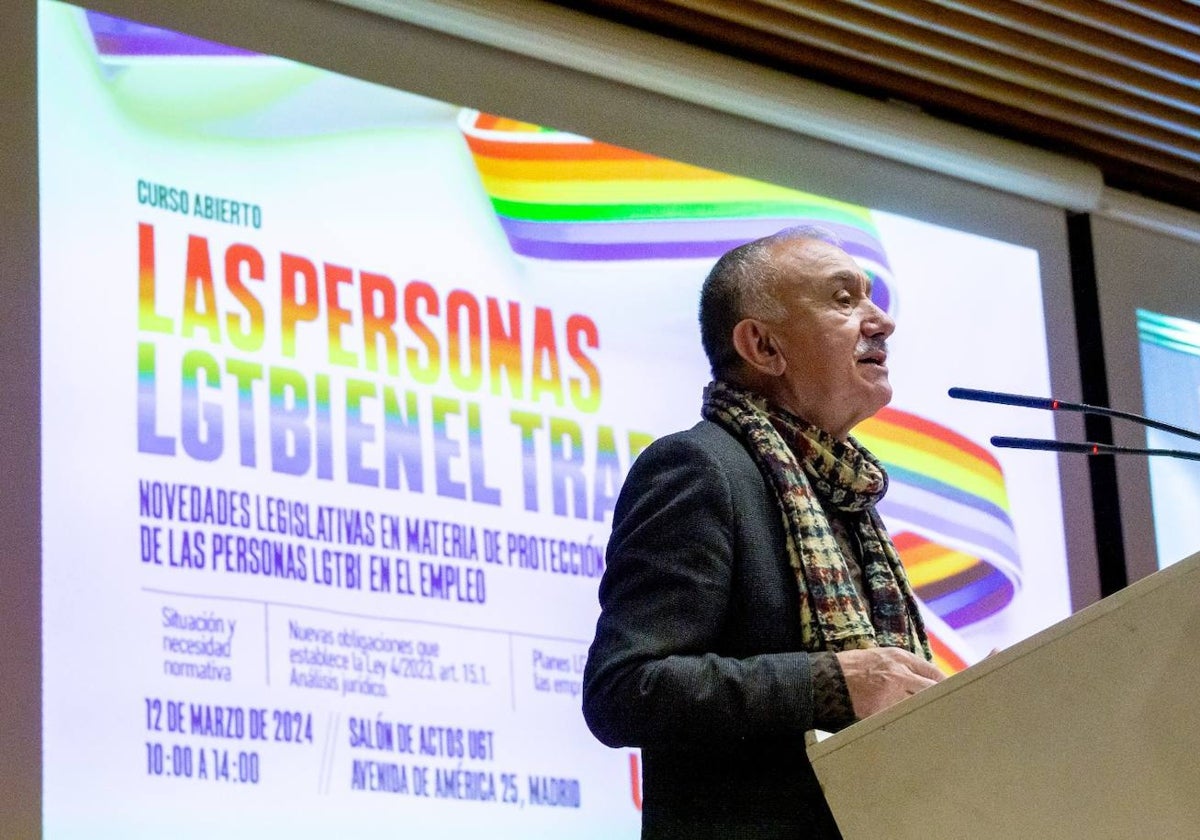 El secretario general de UGT, el belmontino Pepe Álvarez, en un acto por los derechos del colectivo LGTBI.