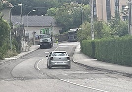 Las obras de corte y fresado en la Cartera de Carrio, donde comenzó el proyecto de reasfaltado.