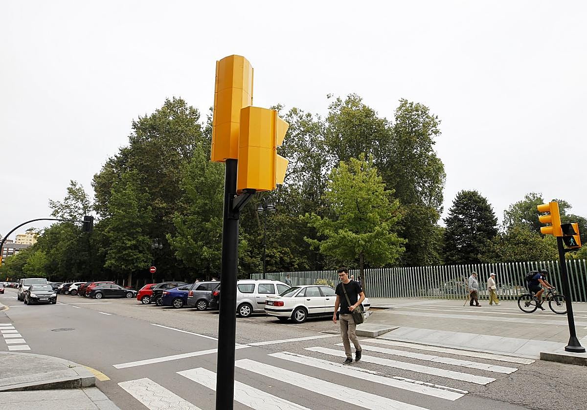 Dos de los semáforos instalados en la avenida Torcuato Fernández-Miranda.