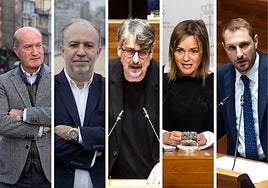 Luis Venta (PP), Gonzalo Centeno (Vox), Xabel Vegas (Convocatoria por Asturias), Covadonfa Tomé (Grupo Mixto) y Adrián Pumares (Foro)