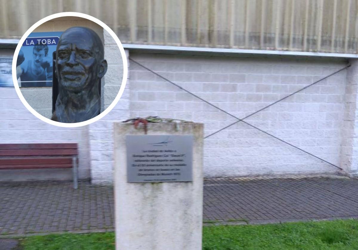 El busto de Dacal situado ante el polideportivo de La Toba ha sido robado.
