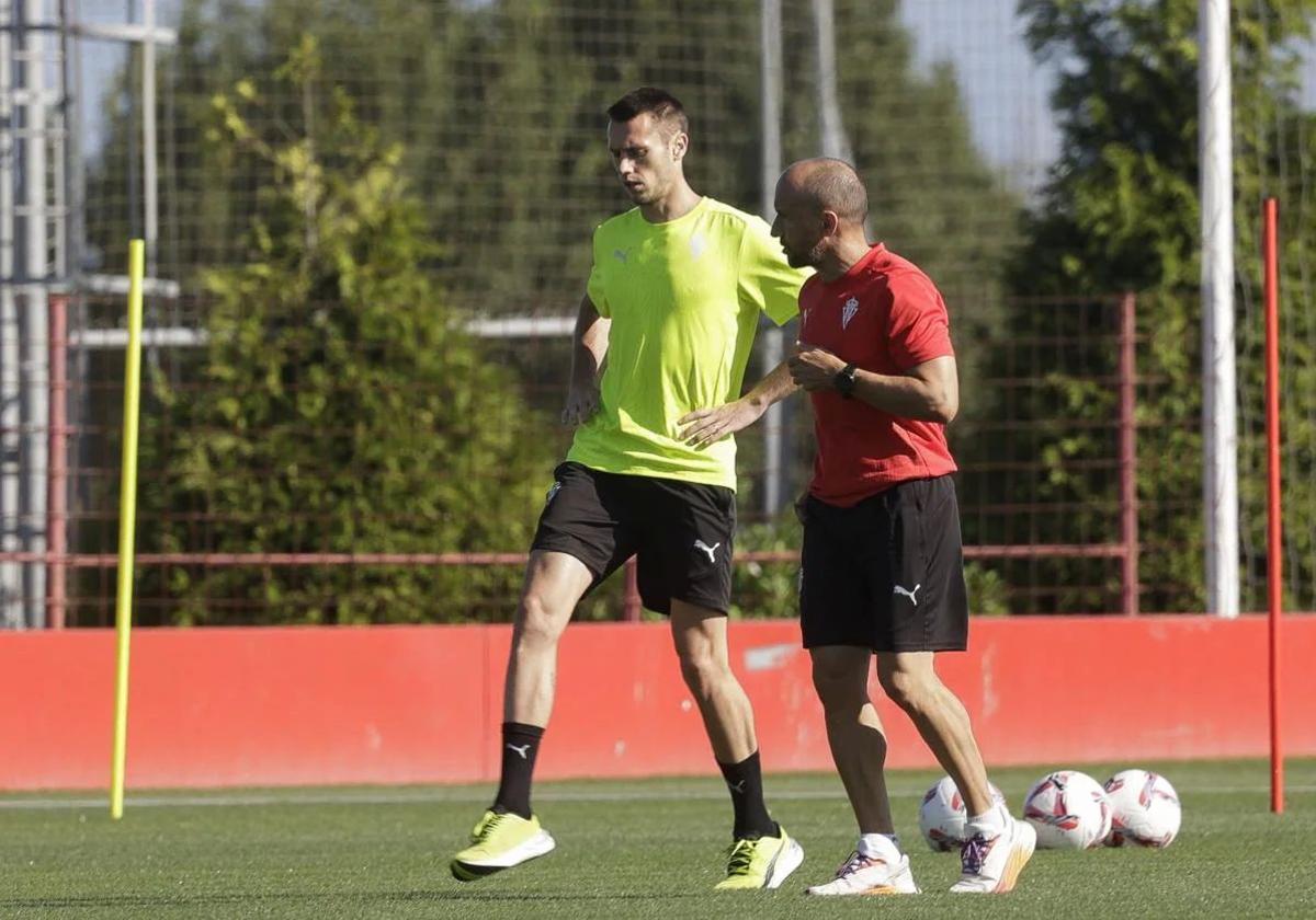 Dubasin, en un entrenamiento del Sporting.