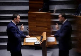 Adrián Barbón, durante el debate de orientación política.