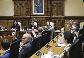 Pleno en el Ayuntamiento de Gijón esta mañana.