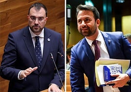 Adrián Barbón y Álvaro Queipo, en la Junta General del Principado.