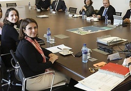 En primer término, la delegada del Gobierno, Adriana Lastra, que se incorporó al Consejo de Administración de El Musel, junto al resto de integrantes del órgano, entre ellos, la alcaldesa de Gijón, el consejero de Fomento y el presidente de la Cámara de Gijón. La reunión estuvo presidida por Laureano Lourido.