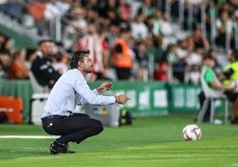 Rubén Albés, durante el partido contra el Elche en el Martínez Valero.