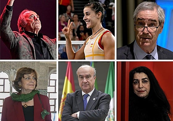 Joan Manuel Serrat, Carolina Marín, Michael Ignatieff, Ana Blandiana, Mariano Jabonero, secretario general de la OEI; y Marjane Satrapi.