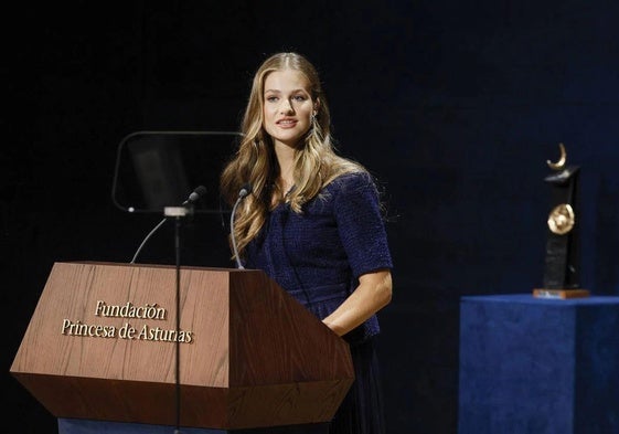 La Princesa Leonor en su discurso de los Premios Princesa de Asturias, el pasado año.