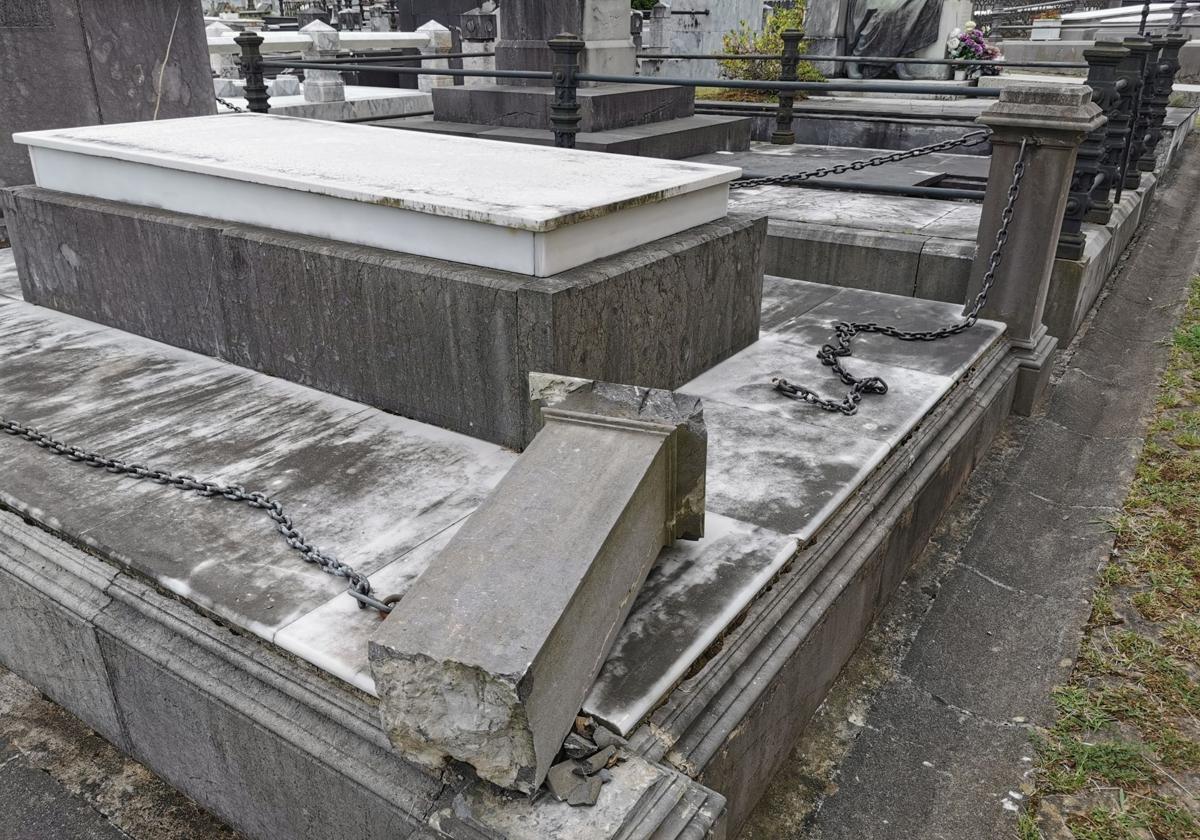 El cementerio de La Carriona en Avilés, desvalijado en víspera de los Santos