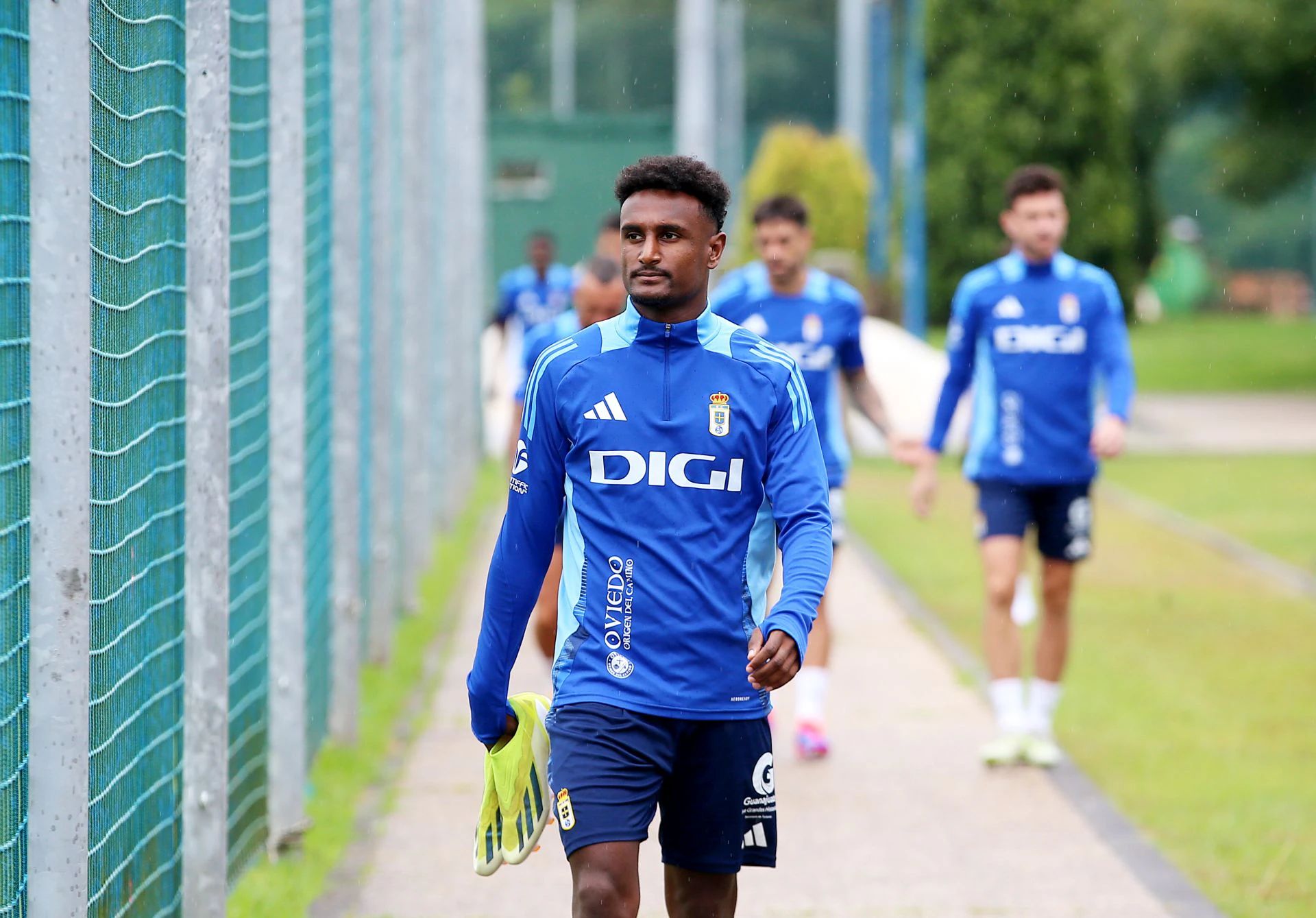 Hassan, en un entrenamiento del Real Oviedo.
