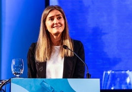 Sara Aegesen, en 2022, en el Congreso Nacional de Áridos celebrado en Oviedo en 2022.