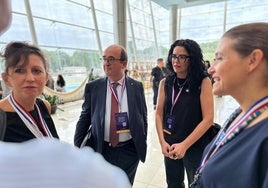 De izquierda a derecha, Ángeles Albert, directora general de Patrimonio Cultural y Bellas Artes del Ministerio de Cultura; Miquel Iceta, embajador de España en la UNESCO; Vanessa Gutiérrez, consejera de Cultura, Política Llingüística y Deporte, y María Agúndez, subdirectora general de Registros y Documentación del Patrimonio Histórico del Ministerio de Cultura.`