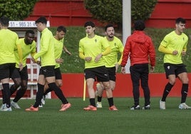 Entrenamiento del Sporting de este viernes.