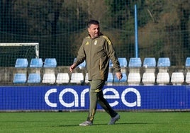 Javi Calleja, en un entrenamiento del Real Oviedo.