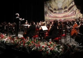 La Orquesta Sinfónica de Avilés, durante el último Concierto de Año Nuevo en el Teatro Palacio Valdés.