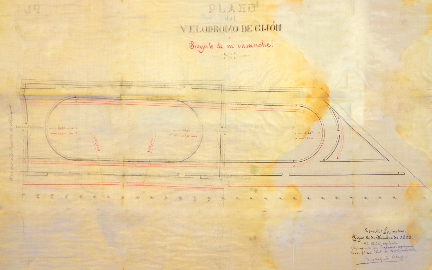 Plano del proyecto de reforma del velódromo municipal. Fuente: Expediente Ordinario 6/1888.