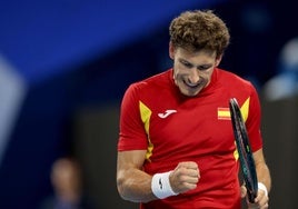 Pablo Carreño celebra un punto.