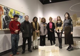 Jonás San Miguel, Luis Feás; la concejala de Cultura, Montserrat López, Inés Benito, Raquel Lobo, Telva Barriendos y Alba Matilla.