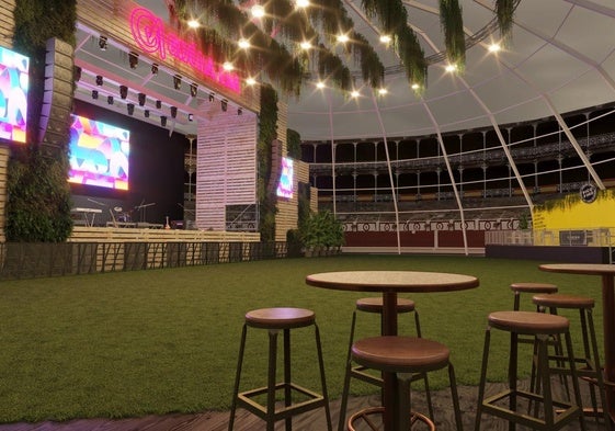 Así luce el nuevo espacio en la plaza de toros de cara al Gijón Arena.