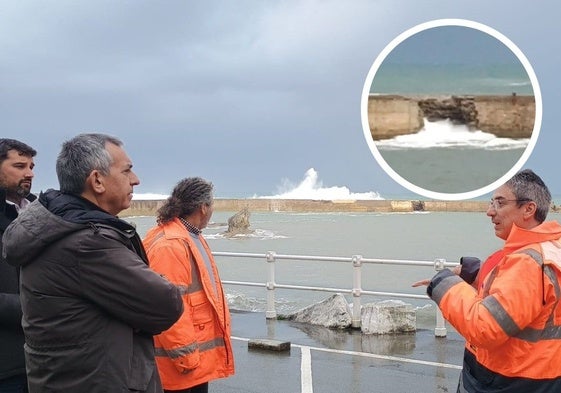 Rotura del dique del puerto de Luarca debido al temporal.