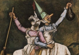 'Máscaras bailando cogidas del brazo', óleo de José Gutiérrez Solana de 1938.