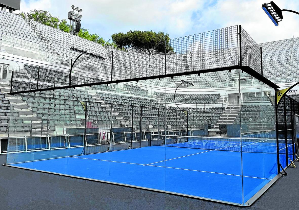 La pista principal de Gijón, del modelo 'Premier Padel', será similar a la utilizada el año pasado en Italia.