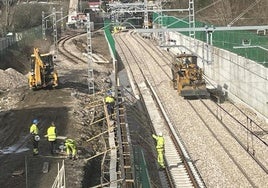 Obras del soterramiento de Langreo, en la zona de Los Llerones.