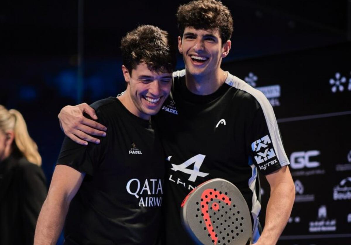 Los padelista Agustín Tapia y Arturo Coello, durante el Premier Padel de 2024.