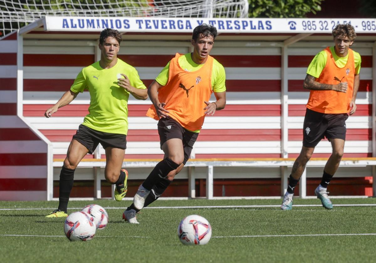 Nacho Martín, en un entrenamiento del Sporting de Gijón.