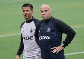 Rozada y Natalio, en un entrenamiento del Real Avilés.