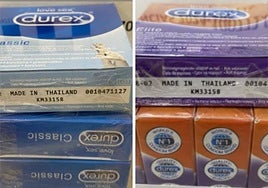 Varios lotes de condones de la marca Durex falsificados.