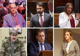 Luis Ramón Fernández Huerga (PSOE), Álvaro Queipo (PP), Carolina López (Vox), Xabel Vegas (IU-Convocatoria), Adrián Pumares (Foor), Covdonga Tomén (Grupo Mixto).