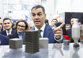Pedro Sánchez, durante la inauguración del centro de empresa líder mundial en propulsión aeroespacial en Zamudio, en Vizcaya.