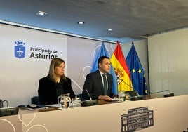 Gimena Llamedo y Guillermo Peláez, en la rueda de prensa posterior al Consejo de Gobierno.