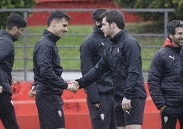 El entrenamiento del Sporting de Gijón de este sábado.