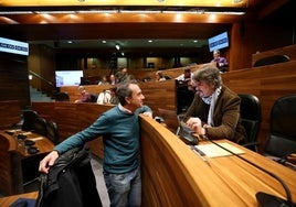 Ovidio Zapico y Xabel Vegas, en la Junta General.