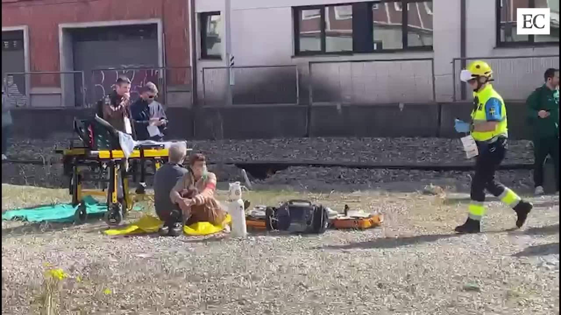 Simulacro de emergencia en la Estación de Langreo