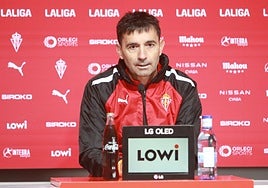 Asier Garitano, en la rueda de prensa de este jueves.