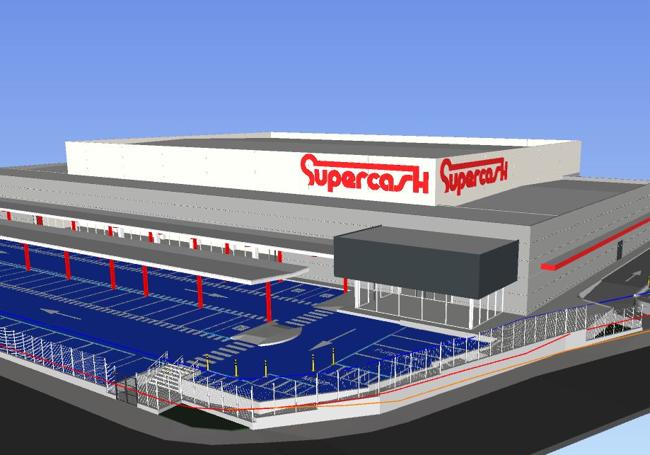 Recreación del establecimiento que el grupo Supercash proyecta sobre los antiguos terrenos de Vauste.